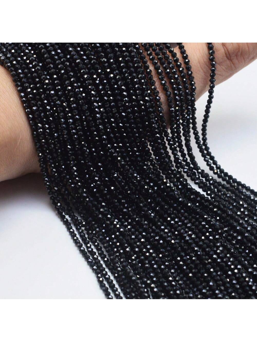 1 Strand Approx. 160pcs 3mm Natural Black Quartz Faceted Beads For DIY Jewelry Making