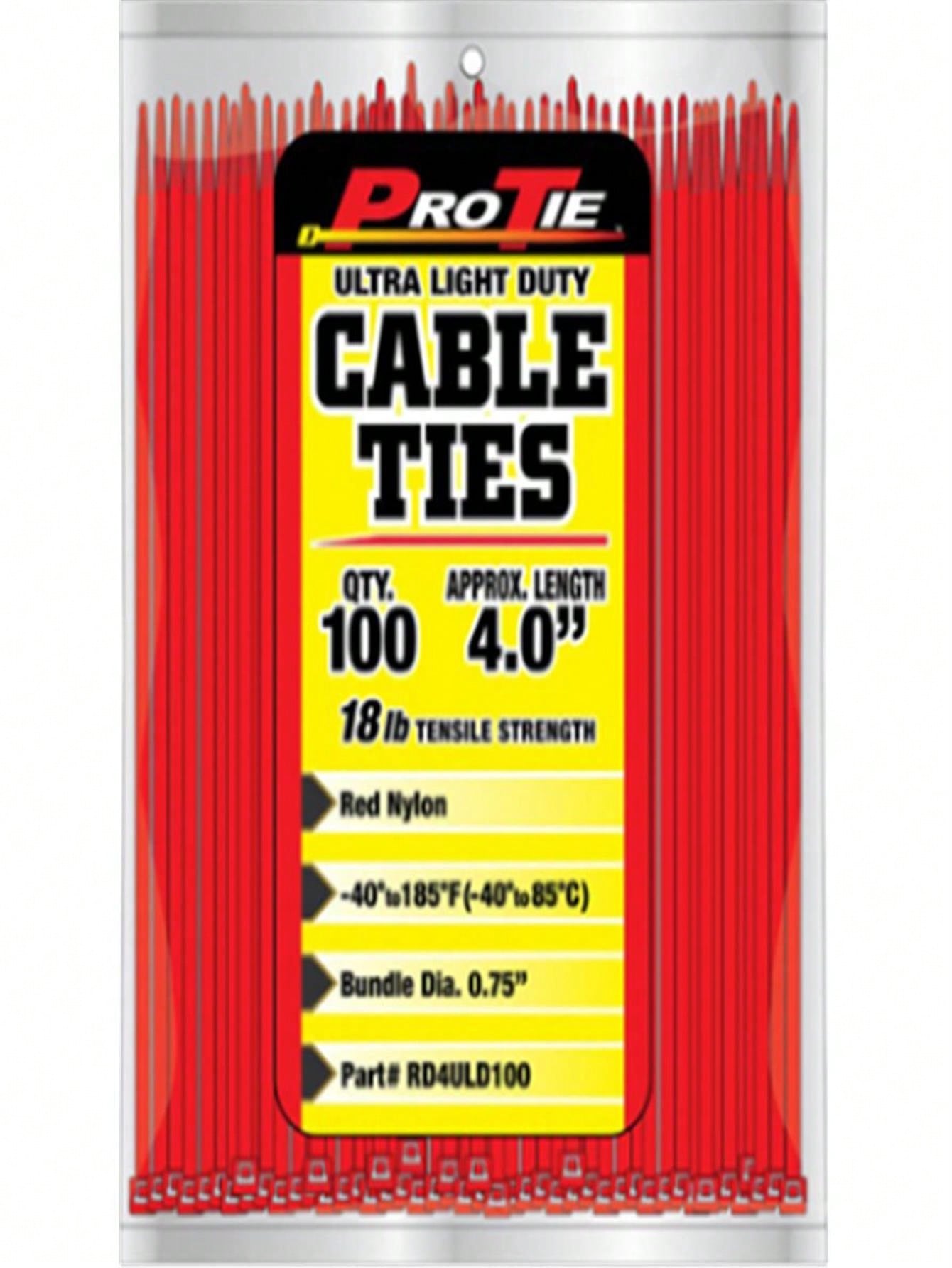 Unbeatablesale Kdar RD4ULD100 4 In. Ultra Light Duty Cable Ties, Red - Pack Of 100