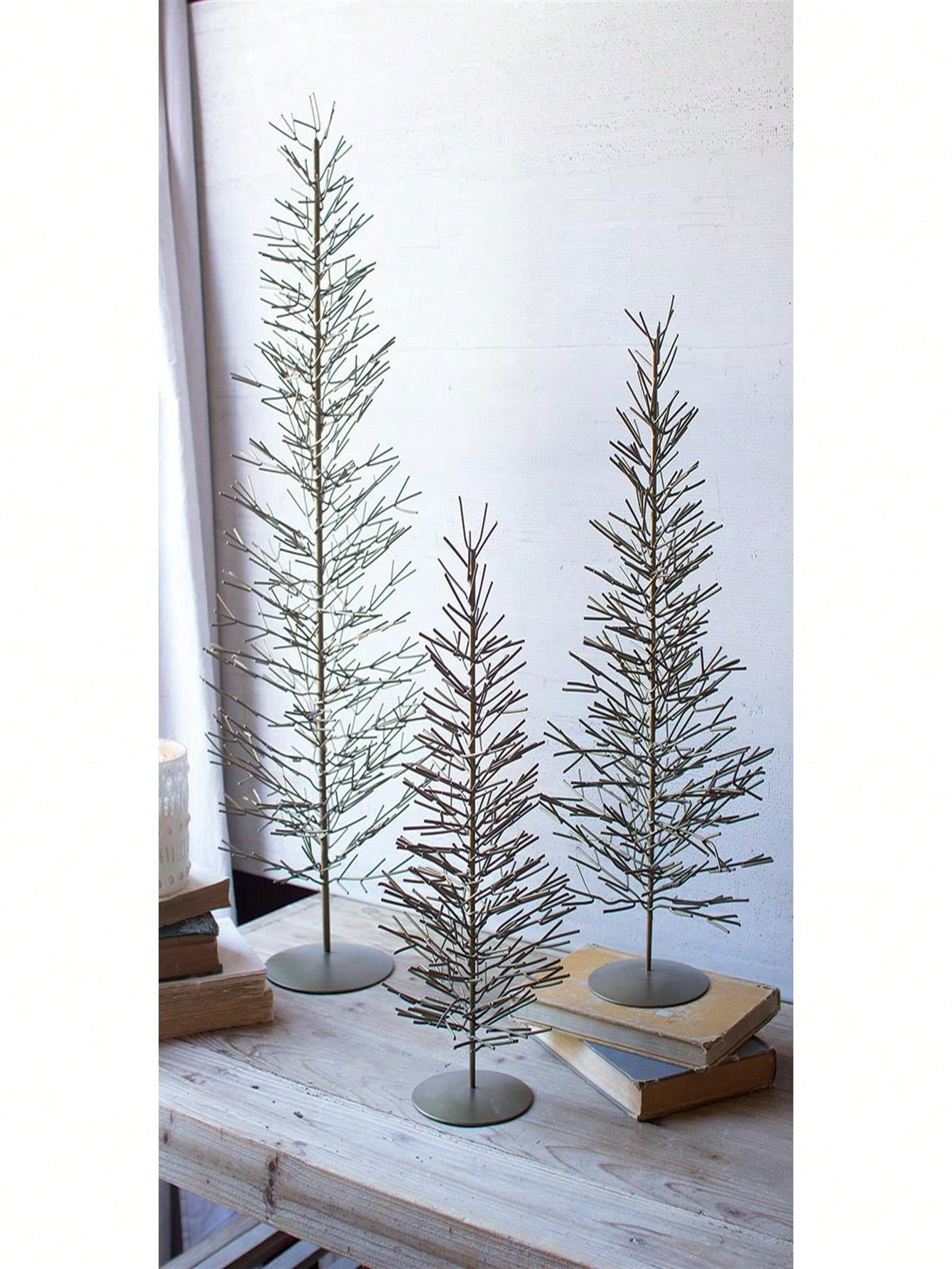 Unbeatablesale Kalalou NKE1006 9 X 30 In. Wire Trees, Brass - Set Of 3