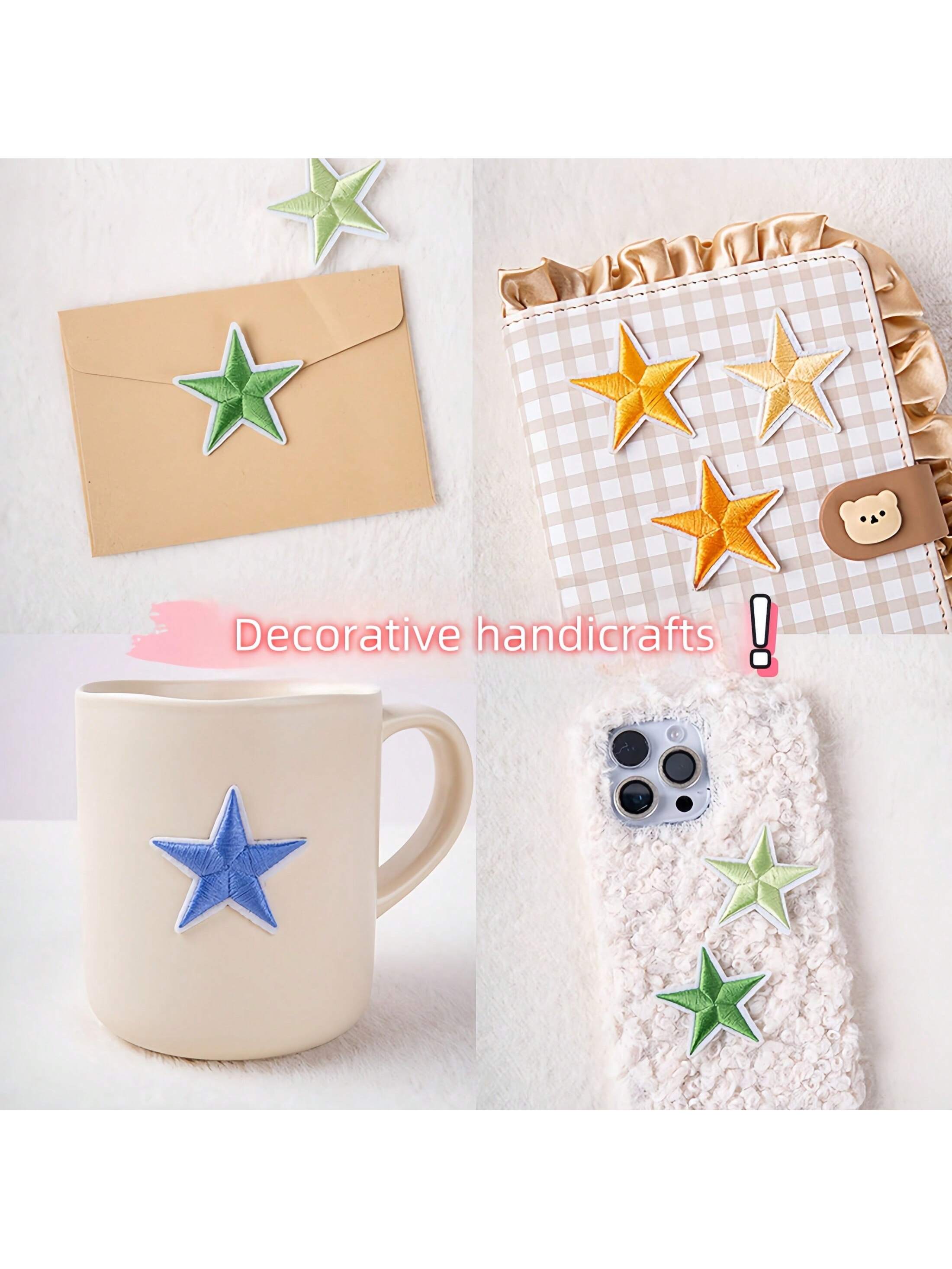 35pcs Colorful Pentagram Embroidered Patches, Small Sized Star Embroidery Stickers Suitable For Halloween, Holidays, Party, Glass, Gift Box, Birthday Gift Decoration