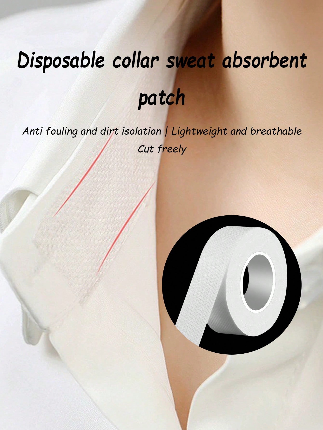 1 Roll Disposable Collar Pads, Anti-Sweat Shirt Collar Protector, Cap Brim Sweat Absorbing Sticker, Anti-Stain Collar Stickers, Transparent Jewelry Metal Glue, Upgraded Clear Gel Liquid Fabric Glue