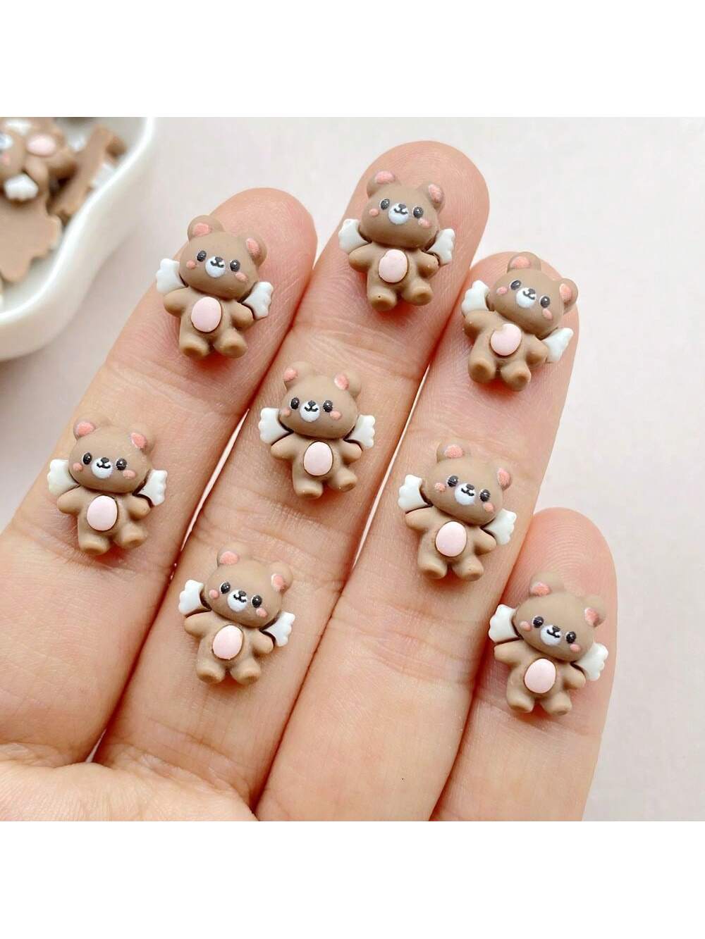 20pcs Vivid Resin Cute Cartoon Bear Nail Art Decorations - Creative Craft For Women & Girls - Suitable For DIY Nail Art, Scrapbooking, Jewelry Making