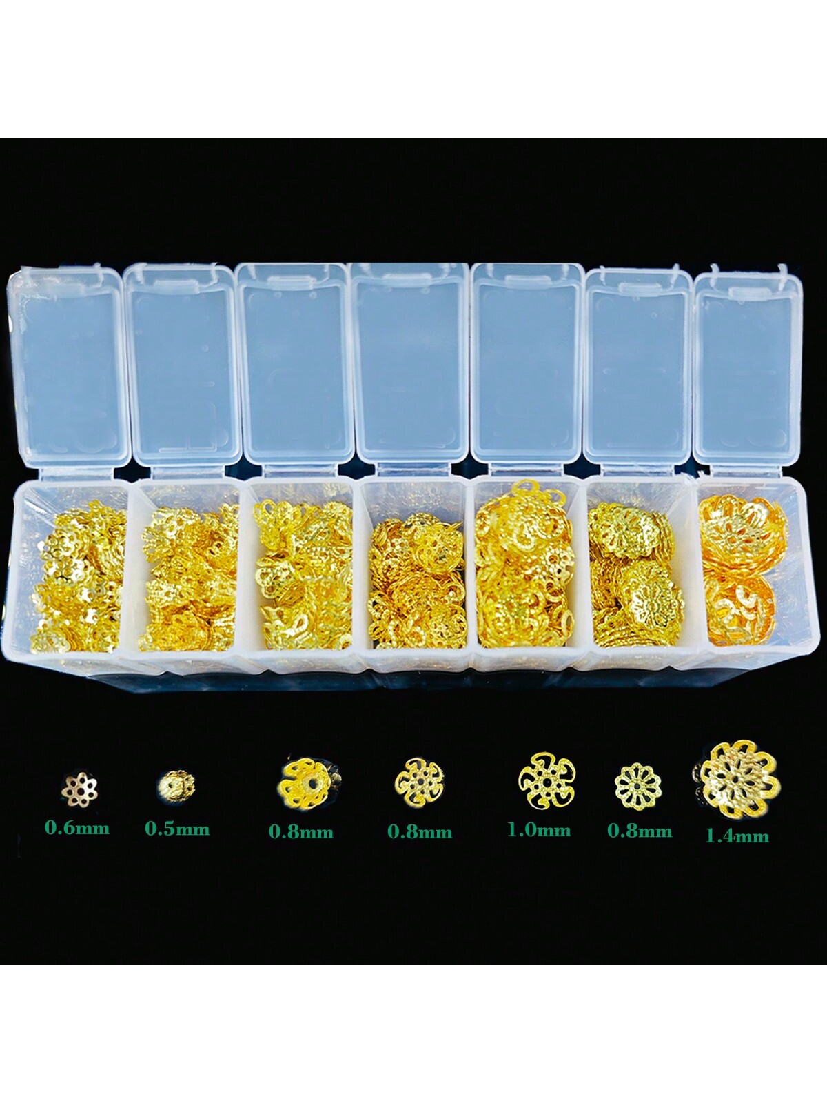 300pcs/Pack Assorted Alloy Flower Beads, End Caps, Chains And Tassels Jewelry Findings For DIY