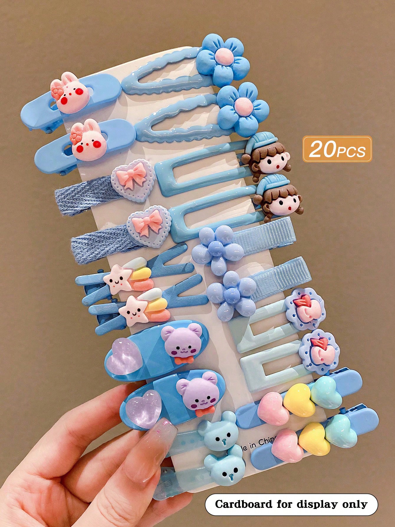 20pcs Women's Cute Blue Cartoon Hair Clips