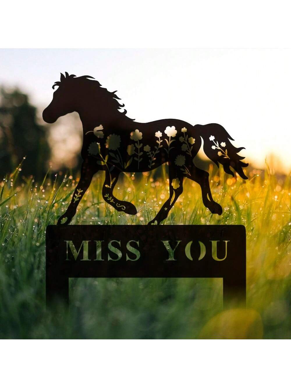 1PC Rustic Horse Grave Marker: Metal Sign With Stake - Perfect Memorial Decor For Ranches And Gardens
