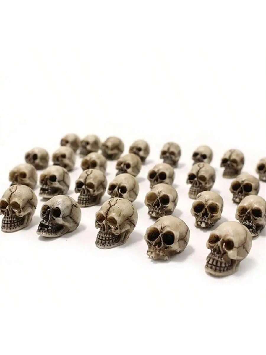 20PCS Miniature Halloween Figurines Skulls Heads Terrifying Resin Micro Skeleton Ornament Halloween Prank Props Trick Toy Favors Crafts For DIY Halloween Crafts Bar Home Party Bonsai Landscape Decor