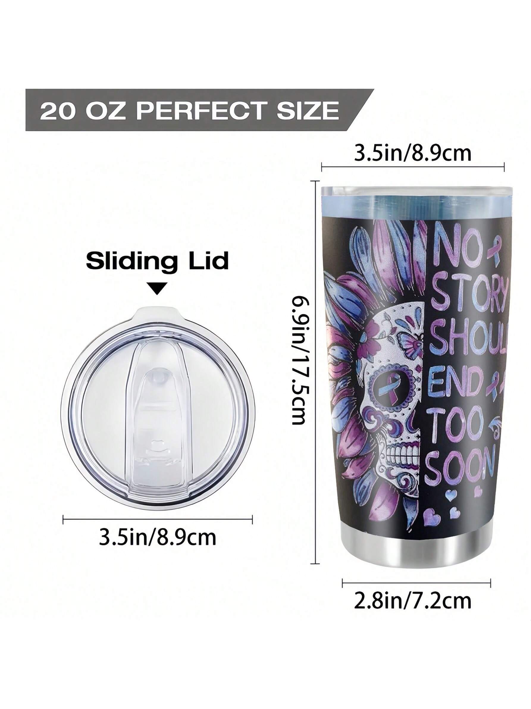 20OZ Cute Halloween Skull Printing Insulated Cup Double Walled Vacuum Insulated Stainless Steel Water Bottle Premium Summer Drink Ware Portable Handy Flask Travel Mug Iced Coffee Cup For Outdoor Camping, Hiking, Driving, Travel, Perfect Gift Idea