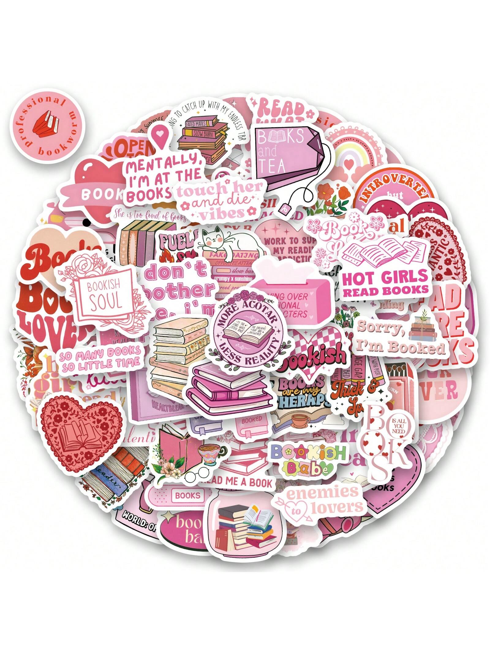 150PCS Pink Stickers Aesthetic Vinyl Stickers Decals Scrapbook, Journaling, Laptop, Bumper, Skateboard, Water Bottles, Computer, Phone