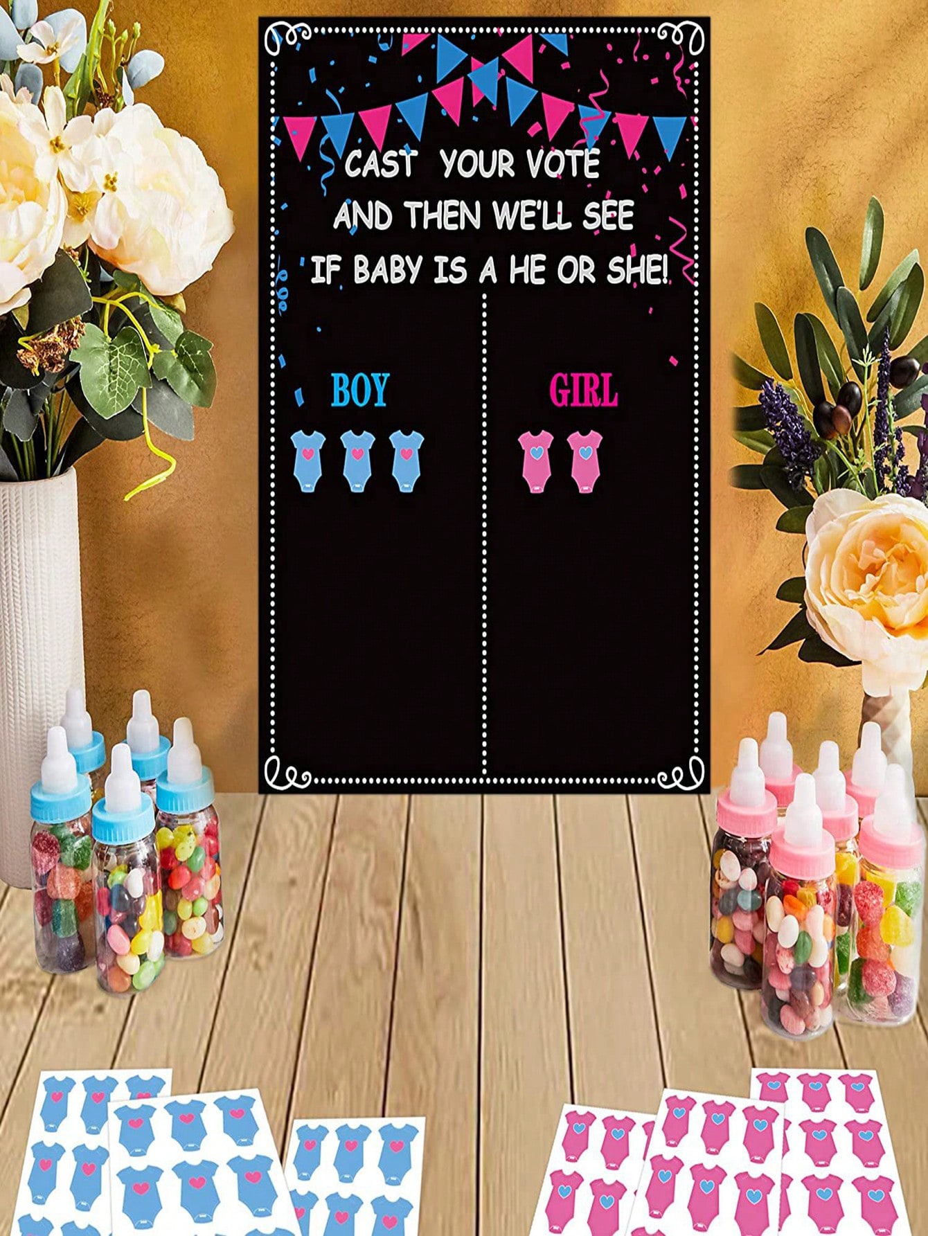1 Set B O Y Or G I R L Gender Reveal Voting Game Poster Board Genders Stickers B A B Y Gender Reveal Party Decoration B A B Y Shower Supplies