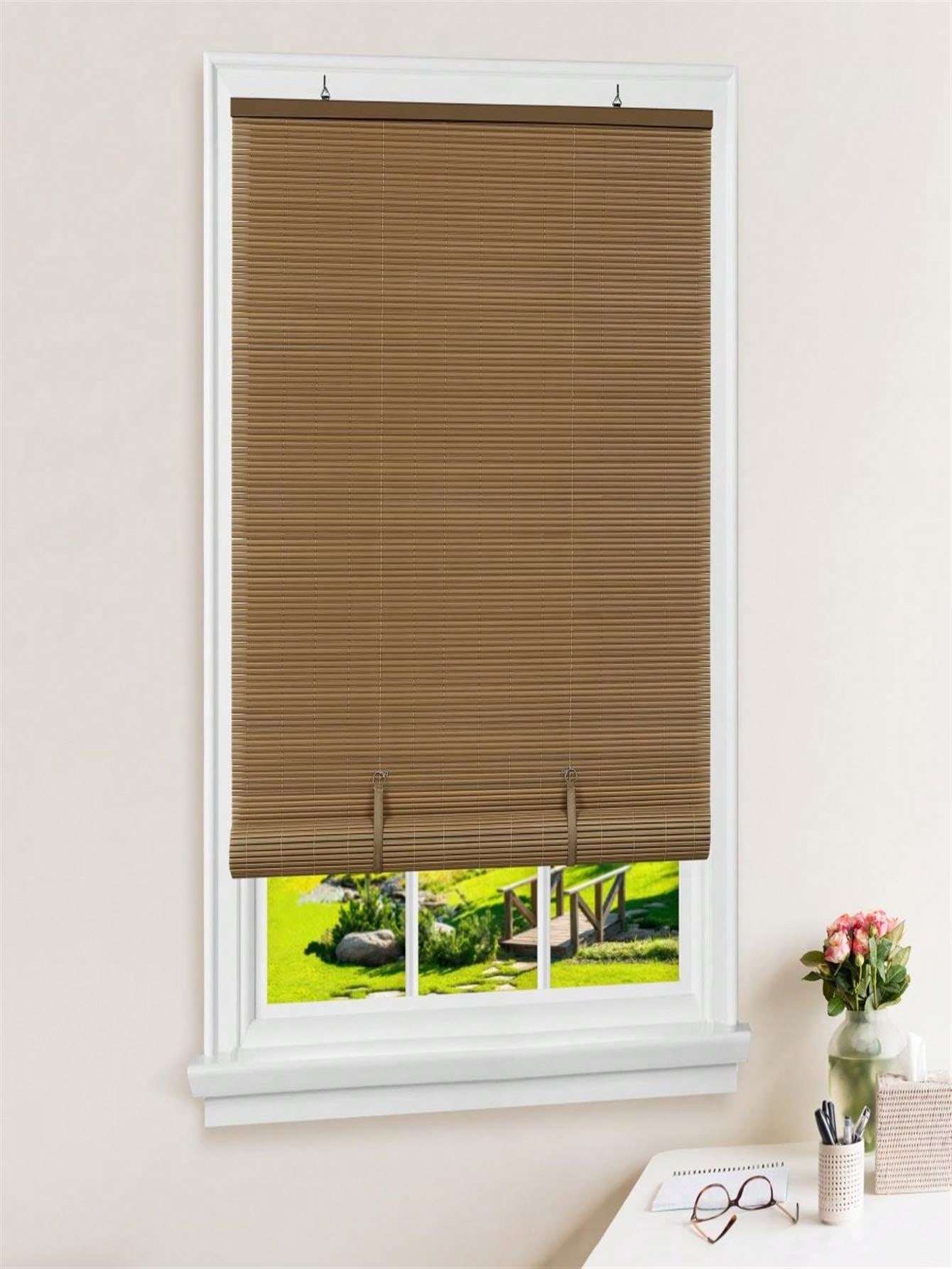Unbeatablesale 36 X 72 In. Cordless Solstice Vinyl Roll-Up Blind, Woodtone