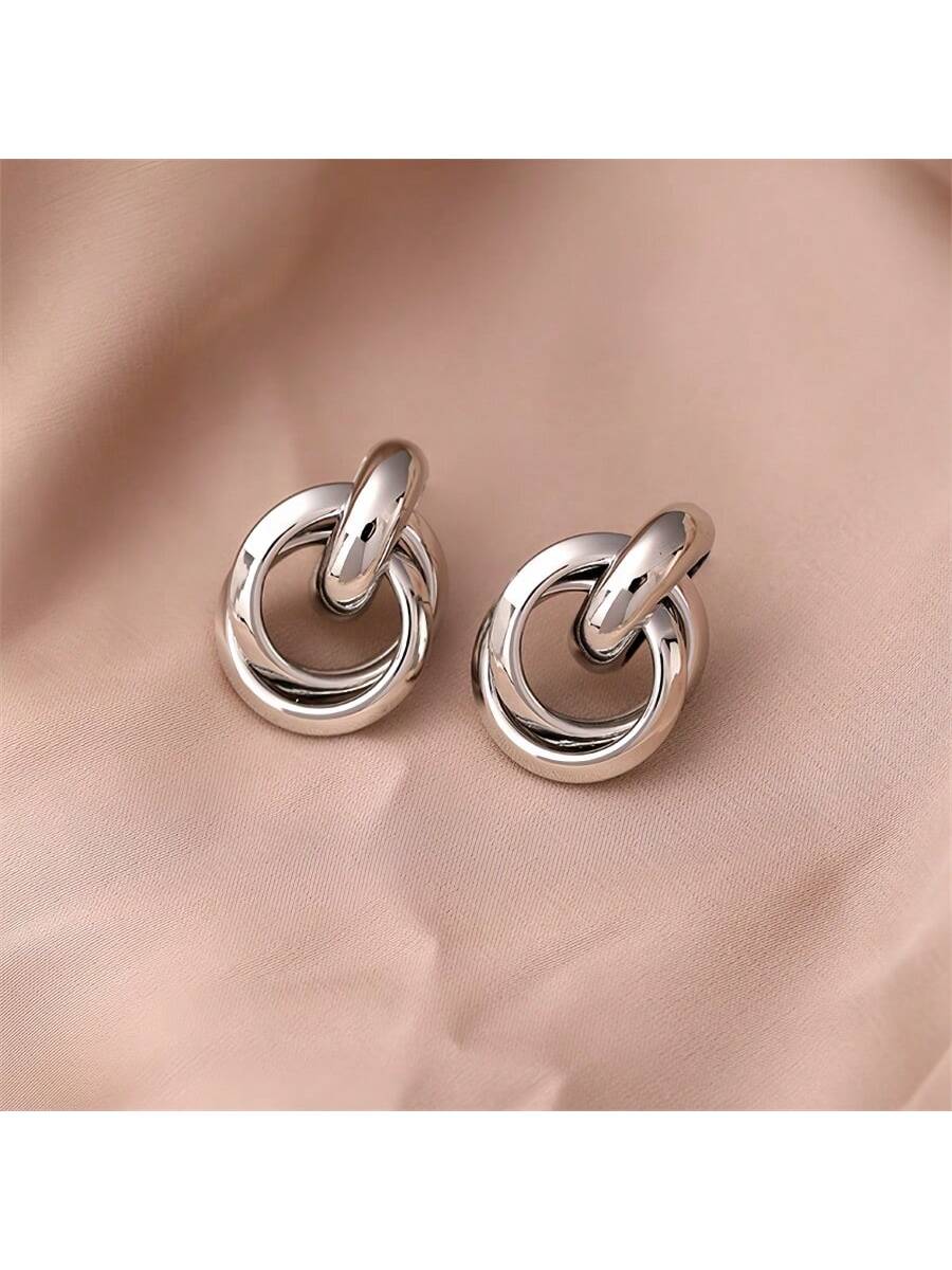 Interlocked Heart Stainless Steel Earrings, For Daily Wear