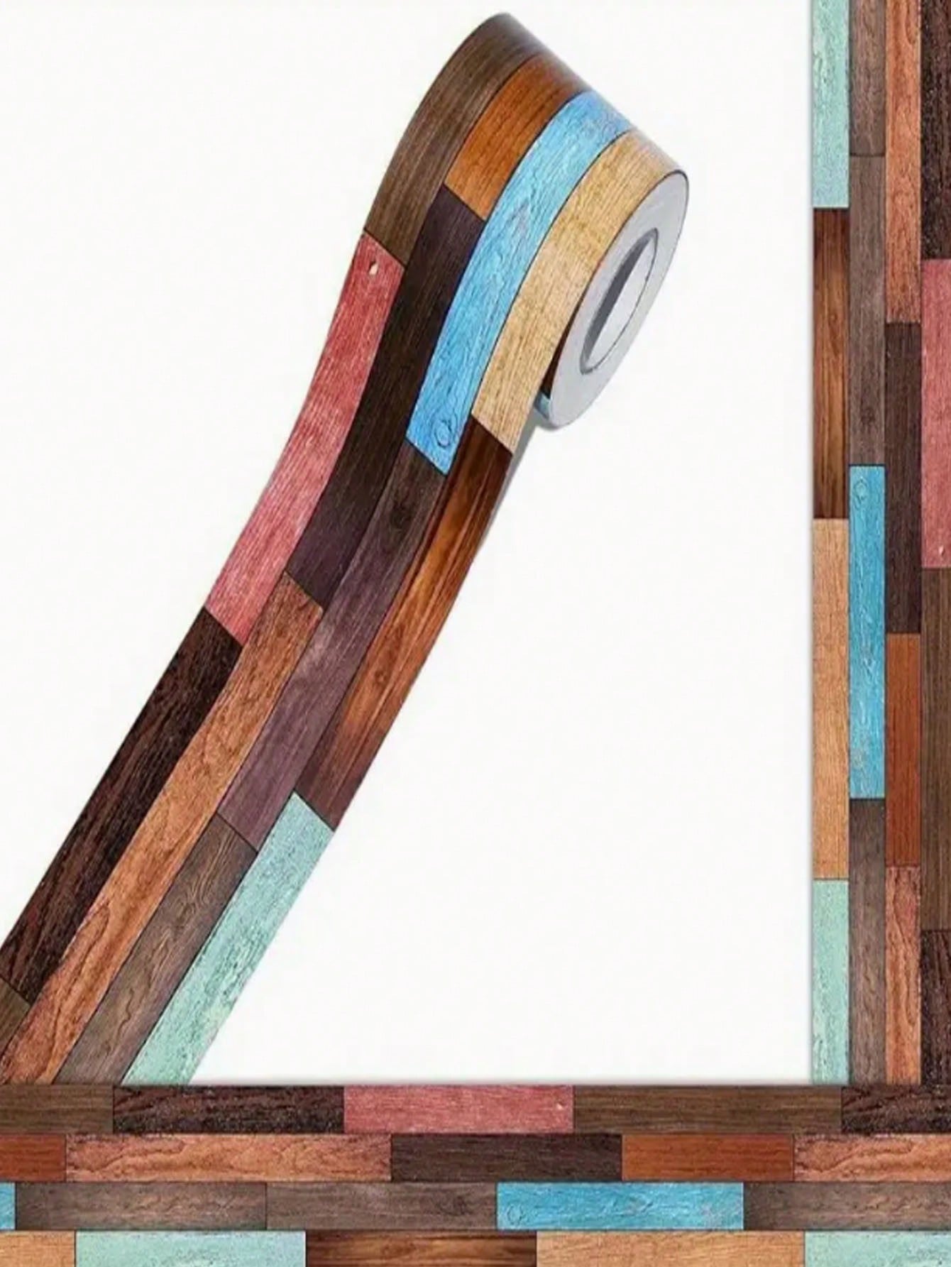 1 Roll 60 Feet Decorative Straight Rolled Trim For Classroom & Office - Wooden Pattern Bulletin Border Trim, Colorful Craft Paper Decor For School Displays